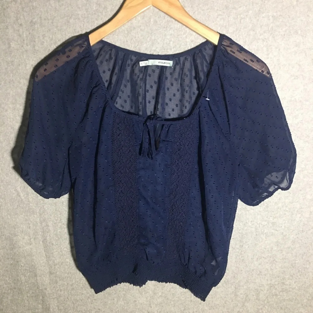 Womens Maurices Blouse Sheer Frilly Feminine Summer Spring Party Formal Girly
